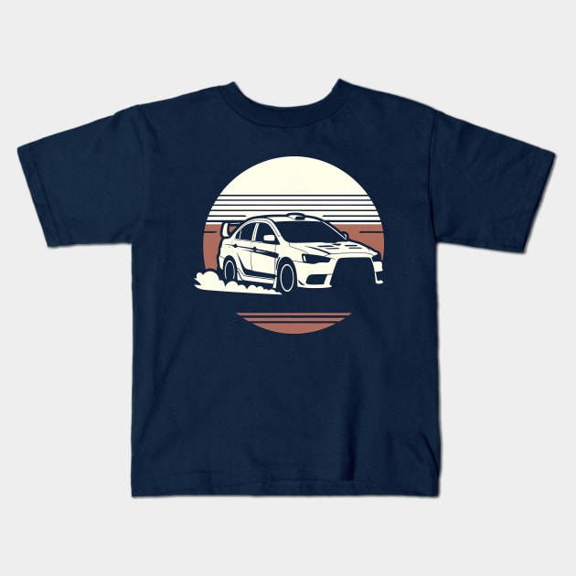 Mitsubishi Lancer Evo Rally Car Kids T-Shirt by TaevasDesign